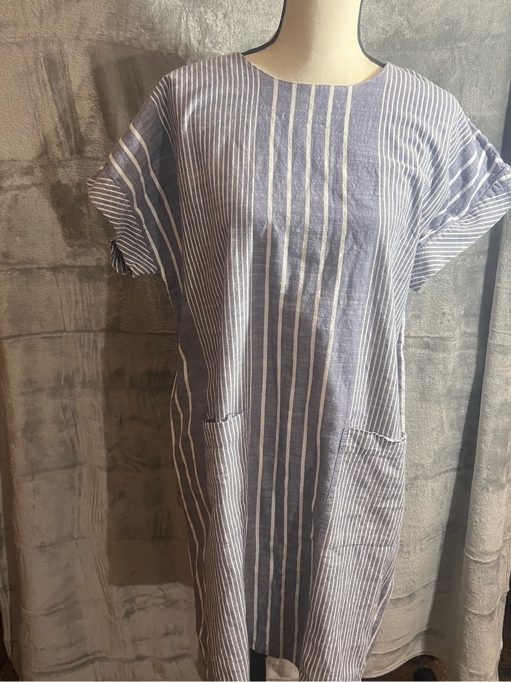 Striped Blue & White Casual Shirt Dress